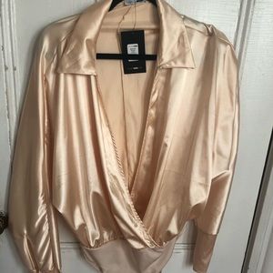 Plus size Satin Bodysuit- Fashion Nova